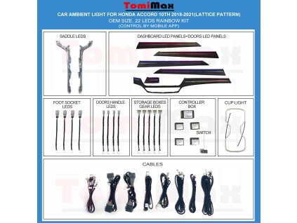 (1) 2018 2021 Honda Accord(Lattice pattern) 22Leds