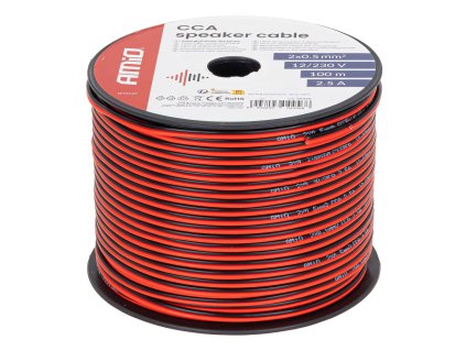 Dvouvodičový vodič reproduktoru CCA 2x0.5mm2 100m 2.5A