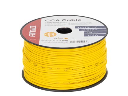 Jednožilový kabel žlutý CCA 1x0,75 mm2 100m 3,75A 12/230V