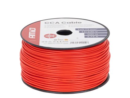 Jednožilový červený kabel CCA 1x0,75 mm2 100m 3,75A 12/230V