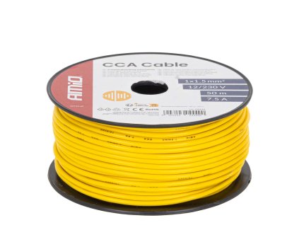 Jednožilový kabel žlutý CCA 1x1,5 mm2 50m 7,5A 12/230V