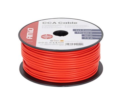 Jednožilový červený kabel CCA 1x1,5 mm2 50m 7,5A 12/230V