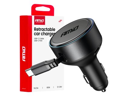 Nabíječka do auta výsuvná C kabel + USB C