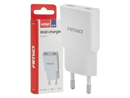 Síťová nabíječka 230V 30W GaN 2xUSB-C