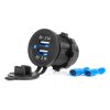 Vodotěsná nabíječka s modrým LED indikátorem 4.2A 2xUSB 12/24V