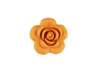 Silikonový korálek - hořčicově žlutý - růže - 40 x 40 x 15 mm - 1 ks