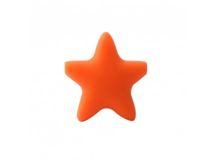 Silikonový korálek - oranžový - hvězda - 37 x 37 x 10,5 mm - 1 ks