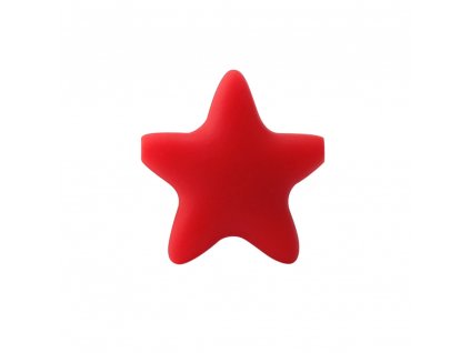 Silikonový korálek - červený - hvězda - 37 x 37 x 10,5 mm - 1 ks