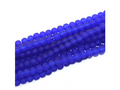 Matné korálky - modré - ∅ 6 mm - 10 ks