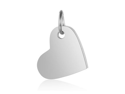 Přívěsek z nerezové oceli - platinový - srdce - 10 x 12 x 1 mm - 1 ks