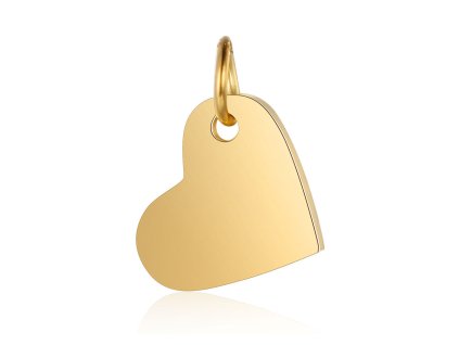 Přívěsek z nerezové oceli - zlatý - srdce - 10 x 12 x 1 mm - 1 ks