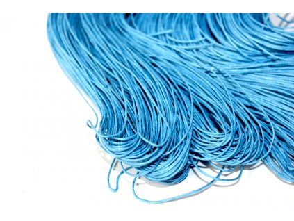 Bavlněná voskovaná šňůra - modrá - ∅ 1 mm - 1 m