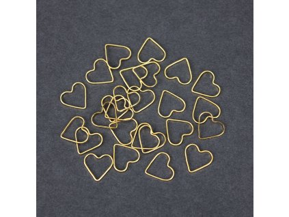 Mosazný spojovací mezidíl - zlatý - srdce - 12 x 13,5 x 0,5 mm - 1 ks