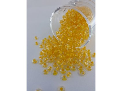 Rokajl Preciosa 6/0 - transparentní - žlutý průtah - 1 g