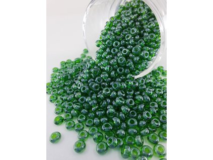 Rokajl Preciosa 7/0 - transparentní zelená - lesklá - 1 g