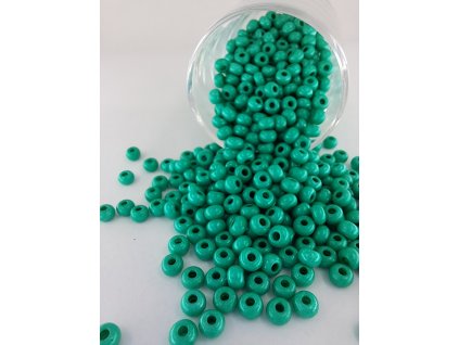 Rokajl Preciosa 6/0 - tyrkysově zelená - perleť - 1 g