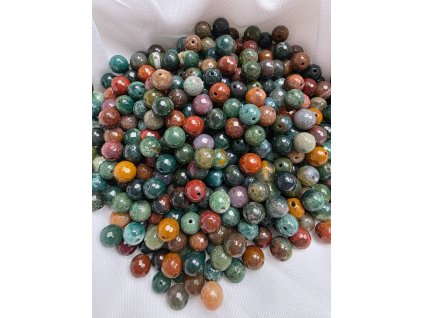 Přírodní achát - broušený - přírodní barvy - ∅ 8 mm - 1 ks