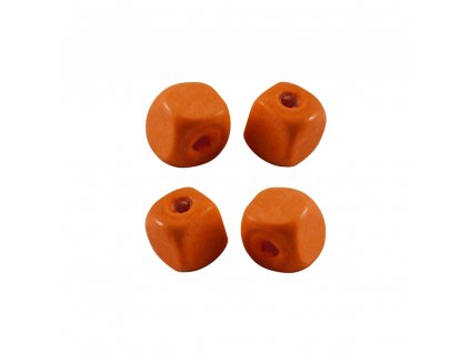 Dřevěné korálky - kostky - oranžové - 10 x 10 x 10 mm - 10 ks