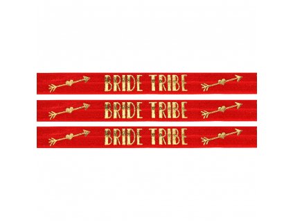 Lemovací pruženka - červená - "bride tribe" - 15 mm - 5 m