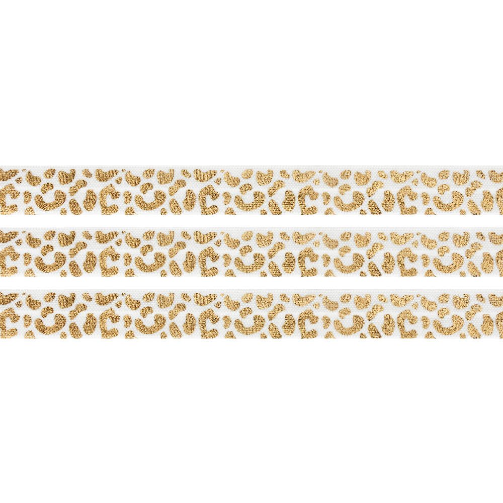 Elastická stuha - bílá - leopardí vzor - 1,5 cm - 30 cm - 1 ks