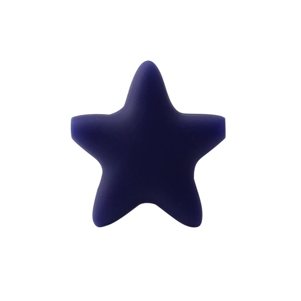 Silikonový korálek - tmavě modrý - hvězda - 37 x 37 x 10,5 mm - 1 ks
