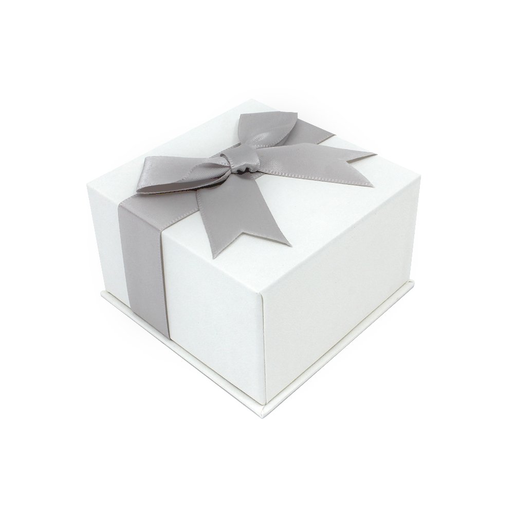 Dárková krabička na šperky s mašlí - bílá - 7,6 x 7,6 x 4,3 cm - 1 ks -  Nejlevnější korálky