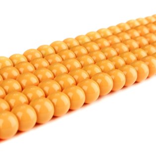 Skleněné korálky - oranžové - ∅ 8 mm - 1 ks
