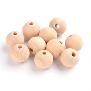 Dřevěné surové korálky - ∅ 20 mm - 10 ks
