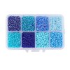 Skleněný rokajl - modrý mix - ∅ 4 mm - krabička