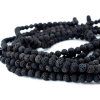 Černá přírodní láva Ø 8 mm zblízka: průvlek 1 mm