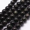Přírodní černý obsidián Ø 8 mm zblízka: průvlek 1 mm