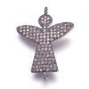 Mosazný mezidíl s kubickými zirkony - různá provedení - anděl - 19 x 25,5 x 1 mm - 1 ks