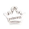 Kovový přívěsek - starostříbrný - koruna s nápisem "princess" - 10,5 x 12,5 x 2 mm - 1 ks