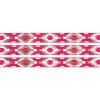 Lemovací pruženka - malinová - aztécký kosočtverec - 15 mm - 5 m