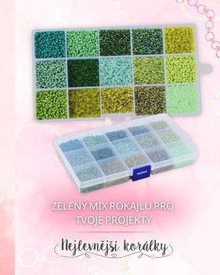 🍃 Malé korálky, obrovské možnosti! Tento zelený mega mix rokajlu ti nabídne spoustu odstínů zelené — od světlé jarní až po...