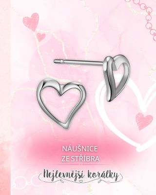 Jemné, elegantní a nadčasové - tyto náušnice ve tvaru srdíček jsou vyrobené ze stříbra , díky čemuž jsou hypoalergenní a...