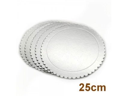 sada 5ks podlozky pod dort stribrne kulate 25cm
