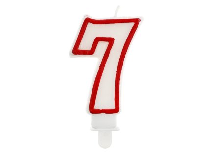 Dortová narozeninová svíčka - Číslice 7, bílo/červená - 1 ks