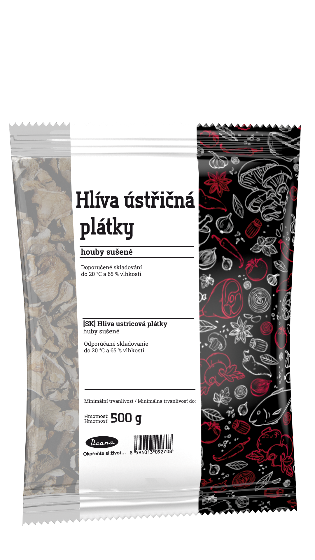 Hlíva ústřičná plátky 500g