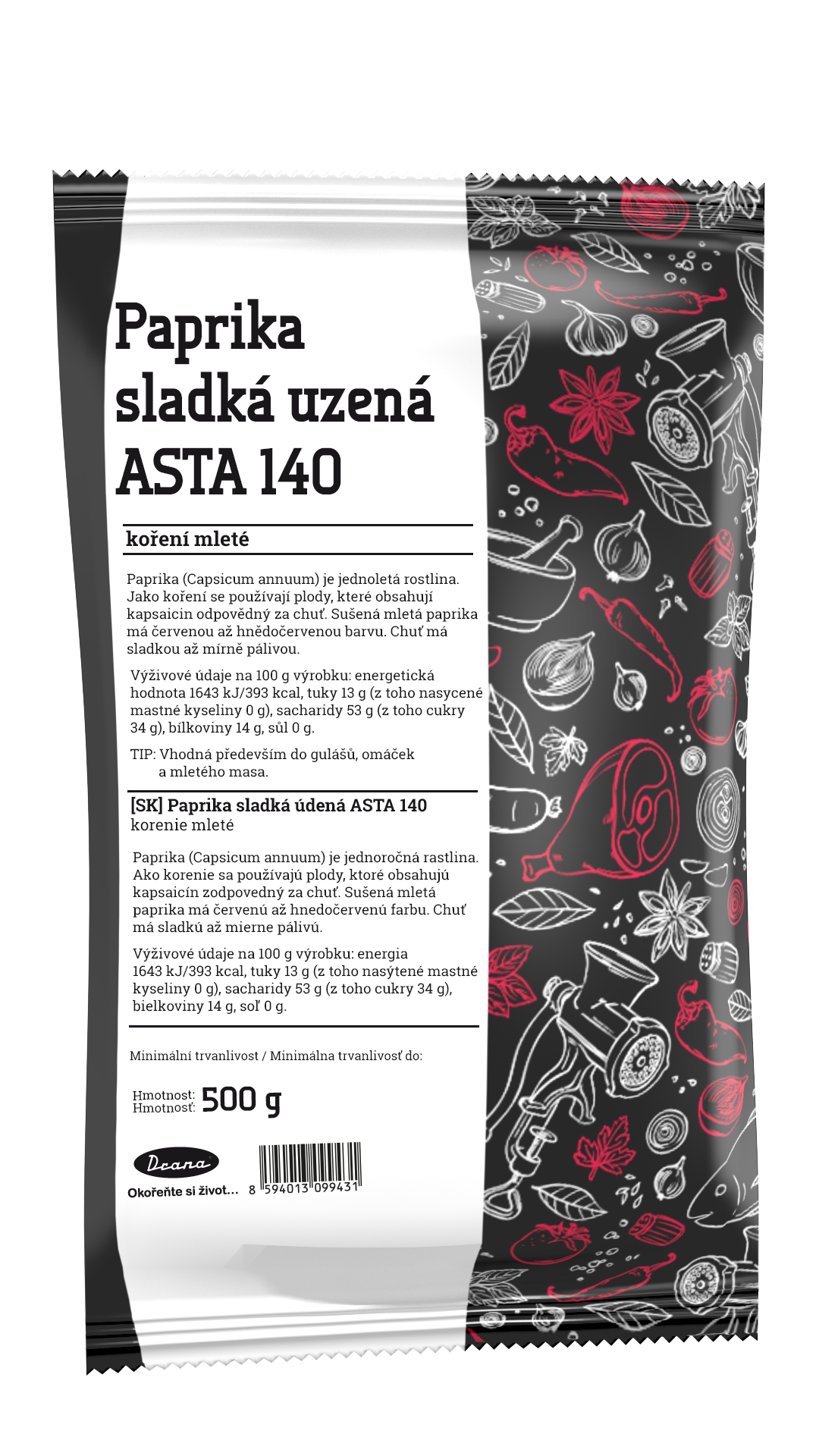 Paprika sladká uzená ASTA 140 - 500g