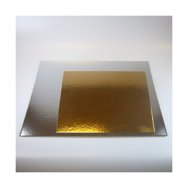 Čtvercová podložka pod dort zlatá / stříbrná 20 cm 1 ks
