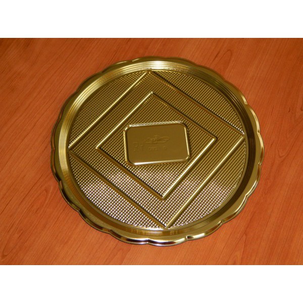 Alcas - umělohmotný tác pod dort, zlatý kulatý 28 cm 1 ks