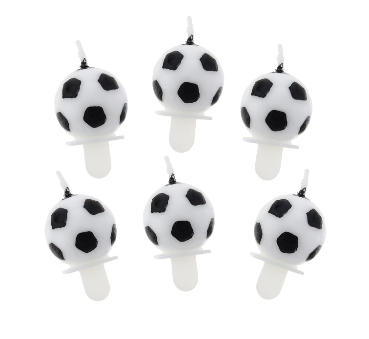 Dortové narozeninové svíčky - Fotbalové míče - 6 ks/2,5cm