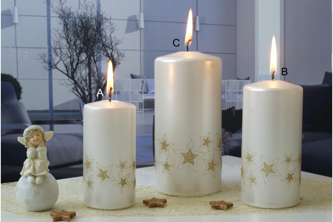 Vánoční svíčka "Starlight" bílá ( C ) 70x150mm - 1 ks