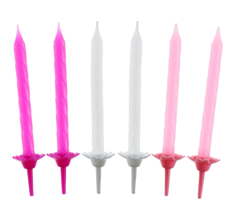 Dortové svíčky - Růžové-bílé 24 ks