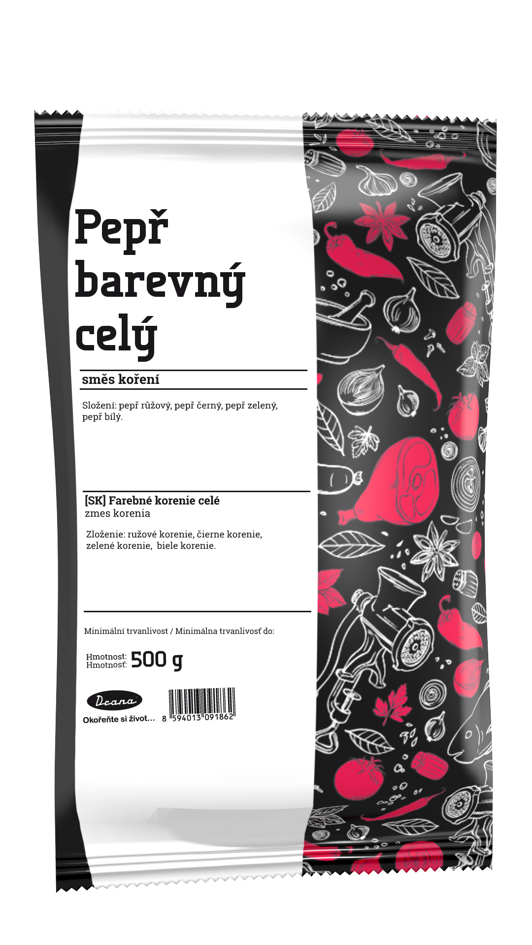 Pepř barevný celý 500g