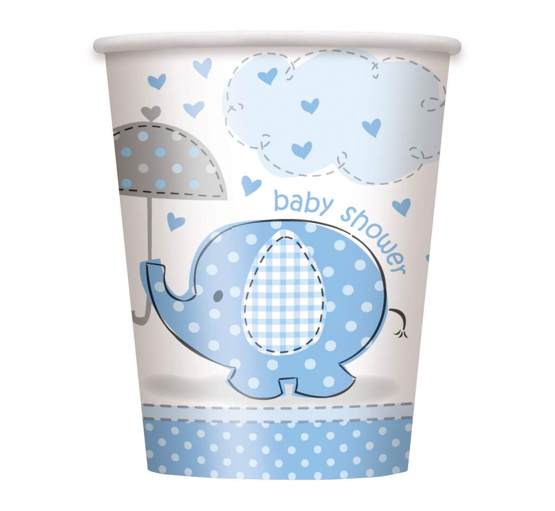Papírové kelímky "Baby Shower" modré 8 ks - 270 ml