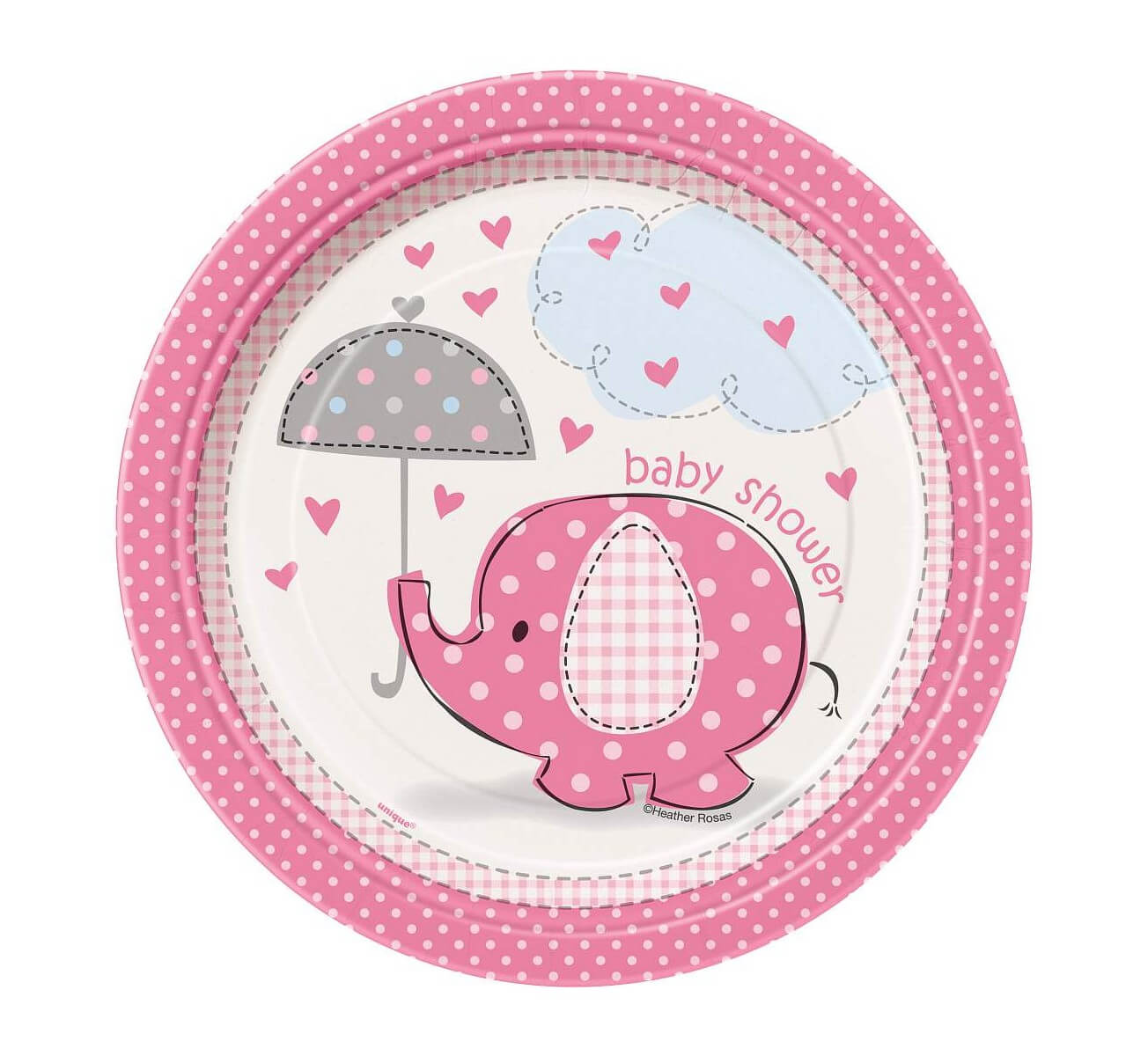 Papírové talíře "Baby Shower" růžové 8 ks/18 cm
