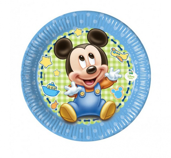 Papírové talíře "Mickey Baby" - 8 ks/20 cm