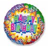 Balónek fóliový "Happy Birthday" Serpentýny 46cm - 1 ks